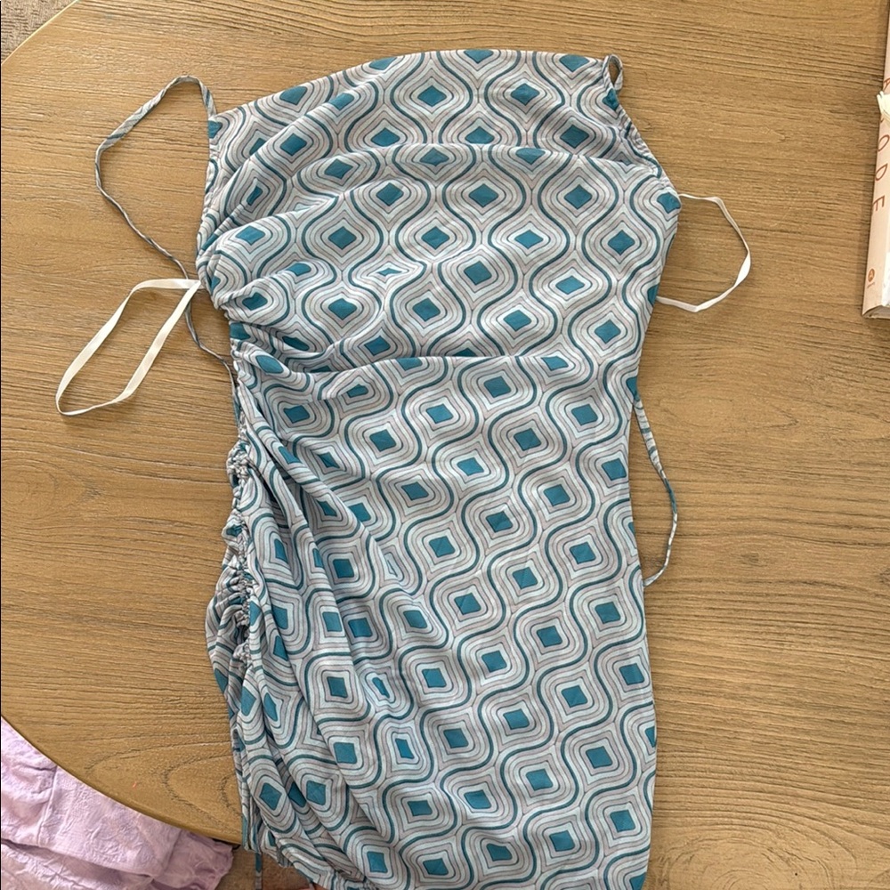 Superdown Geometric Blue and White Mini Dress